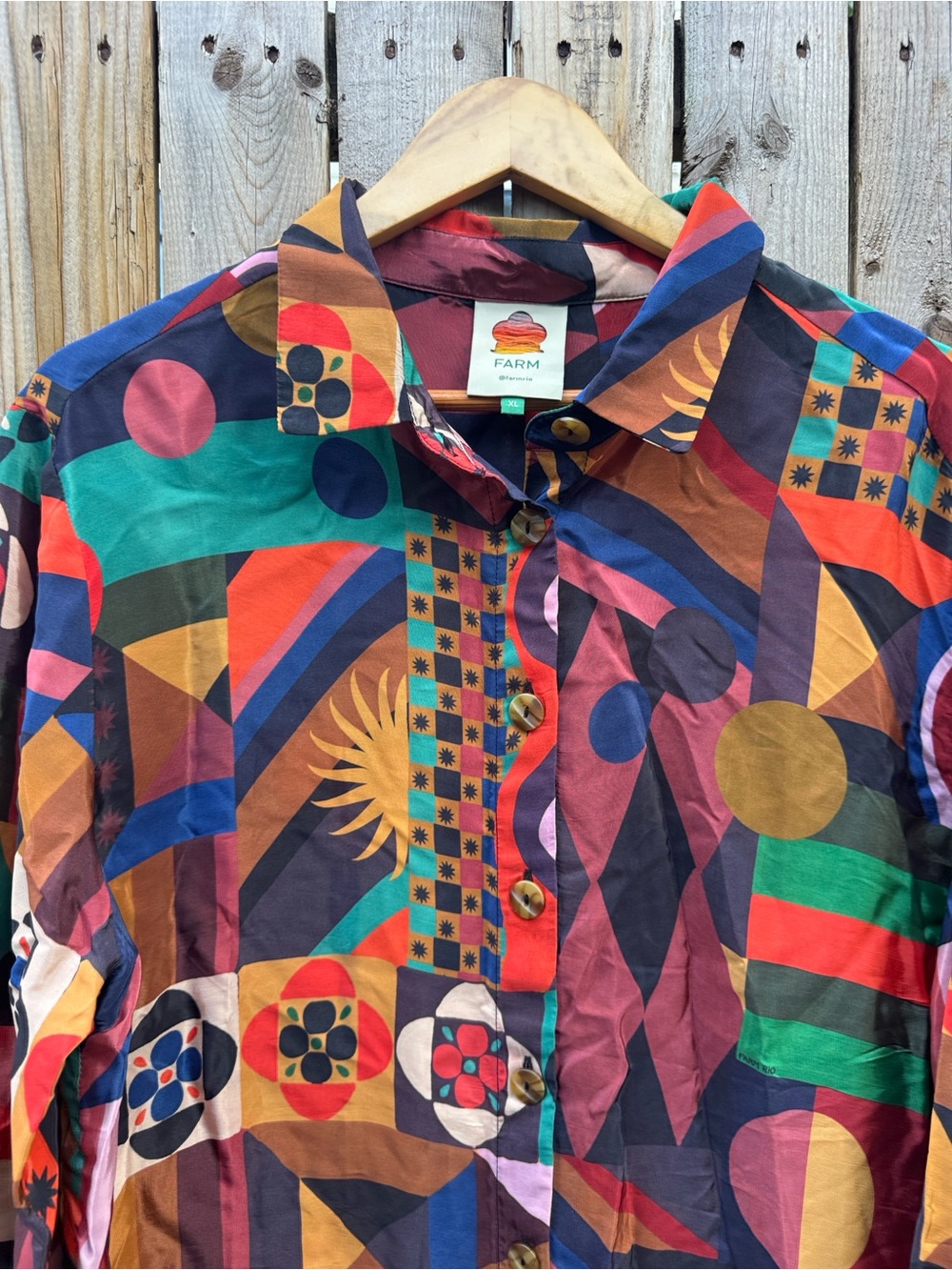 FARM Rio Colorful Abstract Print Button-Up Shirt - Multicolor - Picture 2 of 10